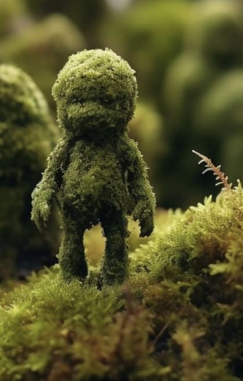 AI moss man. Credit: Jim Barter. Moss Creature, Moss Monster, Moss Statue, Moss Garden, Biome, Creepers, Sculpture, Halloween, Plants