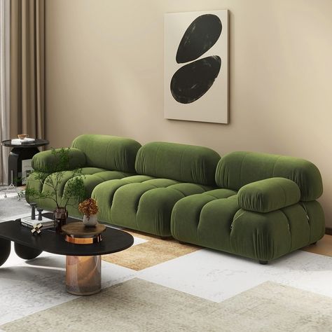 Marcel 109.5" Bubble Modular Modern 3-Piece Sofa - Bed Bath & Beyond - 36834887 Armchair Decor, French Sofa, 3 Piece Sofa, Green Sofa, Brown Sofa, Sofa Living, Simple Lighting, Living Room Furniture Sofas, Comfortable Sofa