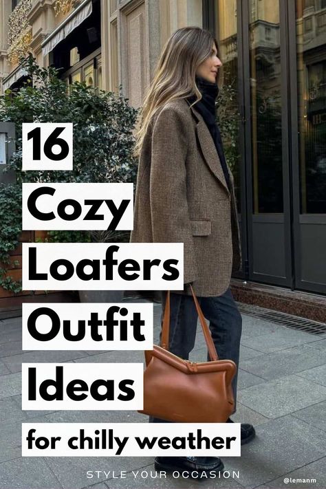 Wondering how to style loafers this fall and winter season? Be inspired with this curated list of simple, chic, and classy loafer outfit ideas for women! Whether you’re looking for loafer outfits with socks, with jeans, for everyday outfits, or classy outfits with loafers, we have the best fall and winter outfit ideas for chunky, platform, black, and penny loafers. Croc Loafers Outfit, Winter Outfits Loafers, Black Loafers Outfit Winter, Socks And Loafers Outfit, Winter Loafers Outfit, Chunky Loafers For Women Outfit, Loafers With Socks Outfit, Loafer Outfit Ideas, Loafers Outfit Winter