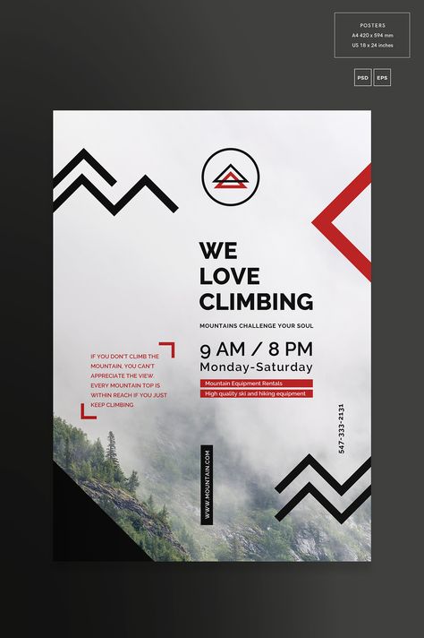 Mountain | Modern and Creative Templates Suite on Behance Mountain Poster Design Graphics, Mountain Poster Design, 2023 Flyer Design, Mountain Infographic, Mountain Graphic Design, Pamplet Design, Hiking Poster, Adventure Poster, Marketing For Small Business