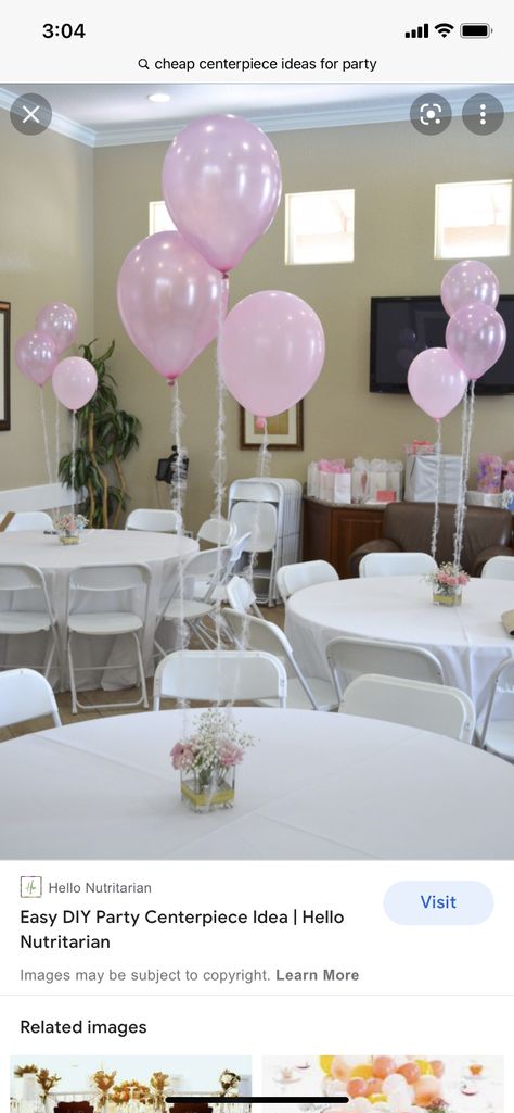 Diy Balloon Weight, Party Centerpieces Diy, Diy Baby Shower Centerpieces, Pink Centerpieces, Baby Shower Table Decorations, Cheap Baby Shower, Diy Baby Shower Decorations, Trendy Baby Shower Ideas, Girl Baby Shower Decorations