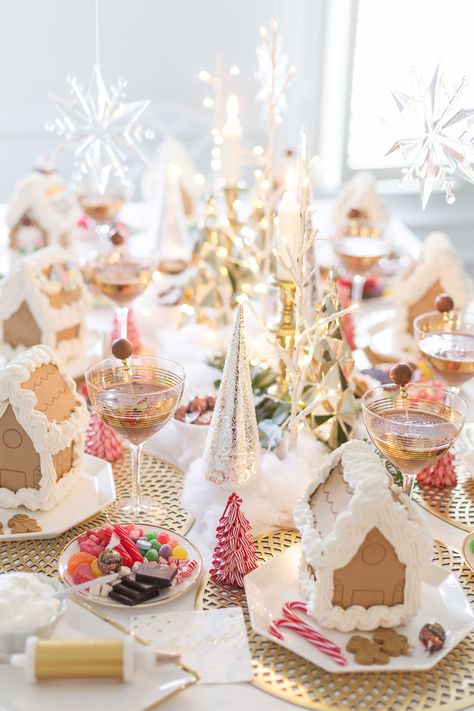 Adult Gingerbread House Party, Adult Gingerbread House, Gingerbread House Party Ideas, Gingerbread Decorating Party, Winter Baby Shower Ideas, Gingerbread House Party, Gingerbread House Decorating Party, Courtney Whitmore, Gingerbread House Decorating