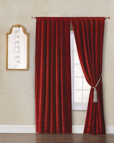 -7G6J Eastern Accents Winchester Rod Curtain Panel, 108"L Winchester Rod Curtain Panel, 96"L Red Velvet Curtains, Curtain Drawing, Velvet Room, Plain Curtains, Luxury Curtains, Luxury Bedding Collections, Eastern Accents, Red Curtains, Red Rooms