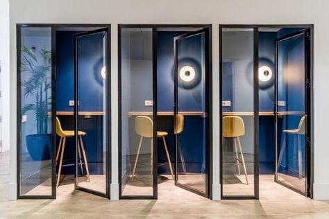 Coworking Office Design, Modern Office Design Inspiration, Coworking Space Design, Phone Booth Office, Contemporary Office Design, Innovative Office, Creative Office Space, Cool Office Space, Office Design Inspiration