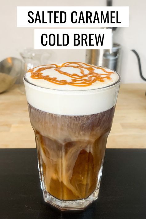 Salted Caramel Cold Brew, Caramel Cold Brew, Nespresso Recipes, Cold Brew Coffee Recipe, Cold Brew Recipe, Cold Coffee Recipes, Recipe Pumpkin, Easy Coffee Recipes, Cold Foam