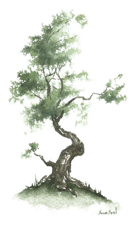 ... Zen Tree, Chinese Art Painting, Watercolor Tree, Watercolor Landscape Paintings, Watercolor Art Lessons, Watercolor Trees, Watercolor Inspiration, Watercolor Drawing, Watercolor Techniques