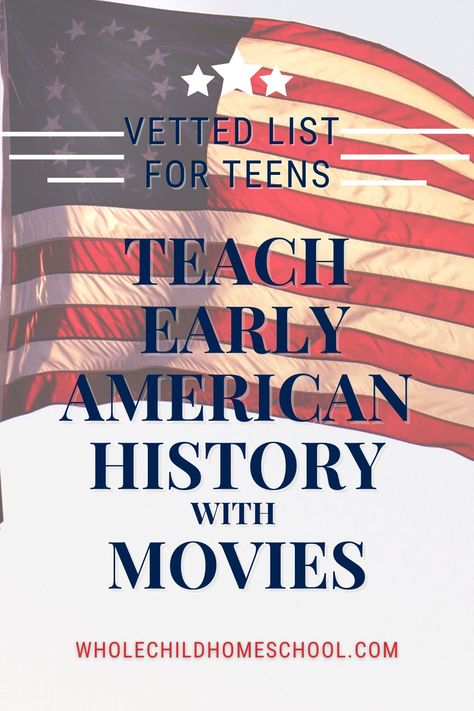 Middle School American History, 1800s History, Middle School History Curriculum, Us History Homeschool, American High School Movies, High School American History, Colonial America Unit Study, History Movies, Movie Suggestions