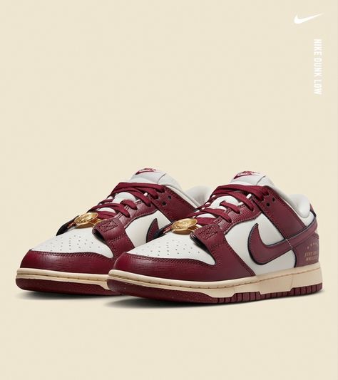 Burgundy Dunks, Dunks Burgundy, Baddie Sneakers, Burgundy High-top Sneakers For Streetwear, University Red Dunks, Vintage Red Dunks, Nike Dunk University Red, Indoor Cycling Shoes, Nike Waffle Racer