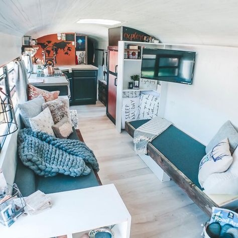 Family bought $5K school bus and turned it into stunning mobile home - Living in a shoebox Ikea 2015, School Bus Tiny House, School Bus Camper, School Bus House, Converted School Bus, Small Basin, Kura Bed, Bus Living, Mobile Home Decorating