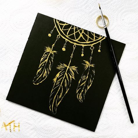 Black Gold Painting Canvas Art, Black And Golden Painting, Candle Painting Art, Coffee Watercolor, Black Canvas Art, Black Canvas Paintings, Painted Plant Pots, Golden Painting, Painting Canvases