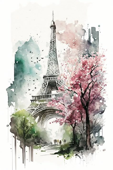 Cool Posters Aesthetic, Eiffel Tower Landscape, Colour Artwork, Eiffel Tower Art, Wall Art Luxury, Luxury Wall Art, Images D'art, Beautiful Art Pictures, 수채화 그림