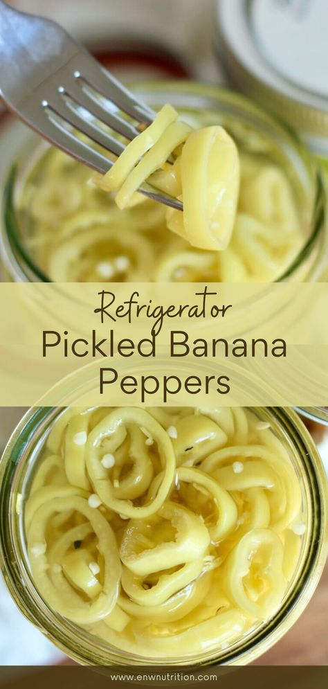 Pickled Banana Peppers Refrigerator Banana Peppers, Peppercinis Recipes Canning, Easy Pickled Banana Peppers, Pickled Banana Peppers Recipe, Banana Pepper Recipe, Pickle Banana Peppers Recipe, Canning Veggies, Pickled Recipes, Recipes With Banana Peppers