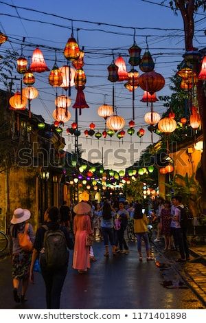 Hoi An Old Town, Vietnam on 17 June 2018: Hoi An Vietnam, Lantern Street night time view with beautiful sky color Vietnam Lantern, Hoi An Old Town, Hoi An Vietnam, Popular Travel Destinations, Travel Destinations Asia, Sky Color, Back Road, Hoi An, House Hunting