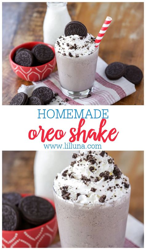 Oreo Milkshake Recipe, Homemade Oreos, Oreo Shake, Oreo Milkshake, Sweet Smoothies, Family Desserts, Frozen Hot Chocolate, Cream Candy, Milkshake Recipes