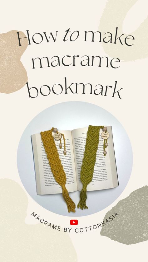 Macrame bookmark boho style. Mustard bookmark with wooden beads on the open book Macrame Heart Bookmark, Macrame Embroidery Floss, Macrame Bookmarks Diy, Macrame Book Mark Diy, Macrame Bookmark Pattern, Macrame Bookmark Diy Easy, Diy Macrame Bookmark Tutorial, Diy Easy Bookmarks, Macrame Bookmark Diy