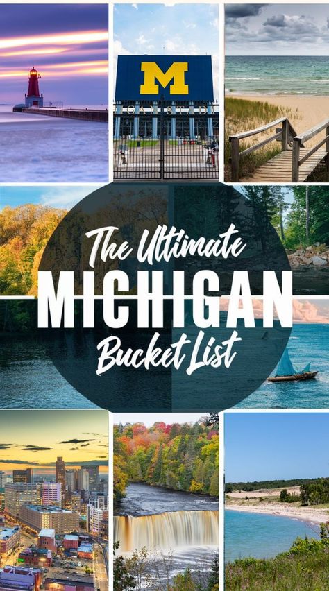 Michigan bucket list Places To Visit In Michigan, Things To Do In Michigan, Michigan Bucket List, Best Friend Bucket List, 100 Things To Do, The Great Lakes, Place To Visit, Iconic Landmarks, Travel Goals