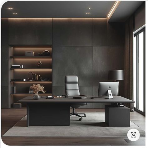 Chairman Office Design, Office Wall Panel Design, Luxury Home Office Ideas, Modern Desk Design, Modern Industrial Office Design, Executive Office Design Interior, Lawyer Office Design, Office Interior Design Luxury, Modern Office Design Inspiration