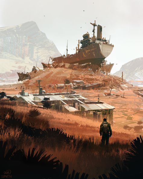 ArtStation - Wreck fields, sparth . Apocalypse Landscape, Sci Fi Landscape, Apocalypse World, Post Apocalyptic Art, Apocalypse Art, Sci Fi Environment, Post Apocalypse, Biome, Story Telling