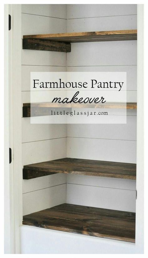 Diy Shelves Design, Diy Shelves Ideas, Diy Farmhouse Ideas, Diy Farmhouse Decoration, Farmhouse Pantry, Pantry Makeover, Diy Shiplap, Farmhouse Shelves, Pantry Shelf