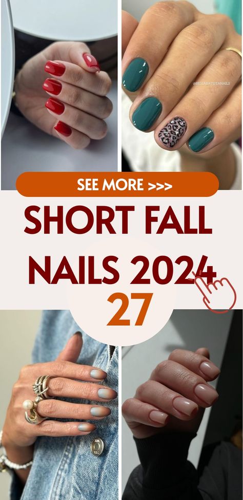 Enhance your autumn style effortlessly with our sophisticated Short Fall Nails 2024 collection. These nails are designed to complement the season with a perfect blend of elegance and functionality. Whether you lean towards classic or trendy nail designs, our Short Fall Nails 2024 provide a range of options to ensure your nails stay stunning and fashionable all through fall. Discover the perfect balance of seasonal charm and nail art creativity with our curated selection. Apres Short Nails, Modern Art Nails Design, Finger Nail Ideas For Short Nails, Popular Acrylic Nails 2024, Fallnails Autumn Short Square, Summer To Fall Nails Short, Late Summer Early Fall Nails Short, Short Nail Designs Fall Simple, September Nail Designs 2024