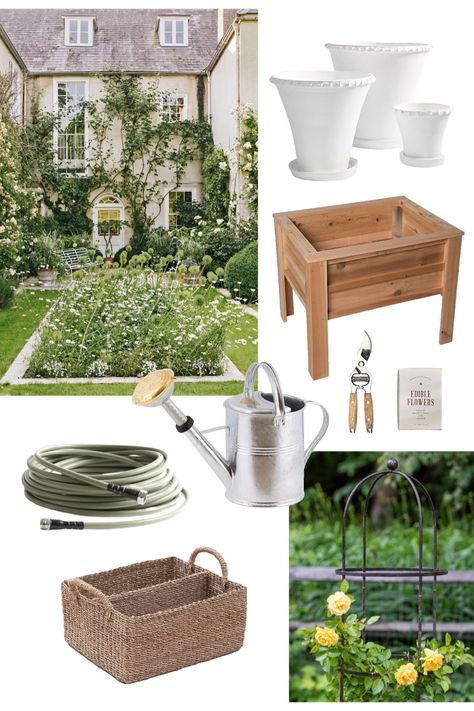 Nancy Meyers Garden, Nancy Meyers Backyard Aesthetic, Nancy Meyers Aesthetic Outdoor, Cottage Vegetable Garden Aesthetic, Gardening Tools Aesthetic, Outdoor Sunroom, Cottage Garden Books, Gardening Essentials, Nancy Myers