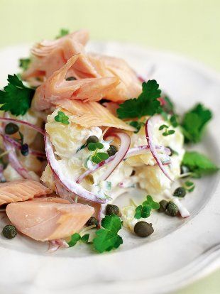 Smoked Trout Salad | Fish Recipes | Jamie Oliver Recipes Trout Salad, Smoked Trout Recipe, Smoked Fish Recipe, Smoked Trout Salad, Fancy Salads, 2023 Food, Trout Recipes, Cooking Fish, Salad Salad