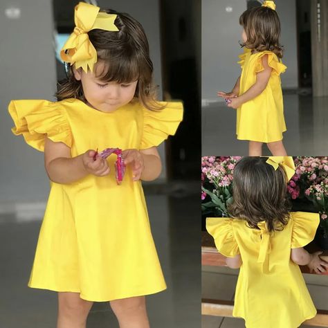 Yellow Party Dress, Yellow Party Dresses, Girls Yellow Dress, Yellow Party, Cute Princess, Sunshine Yellow, Bow Dress