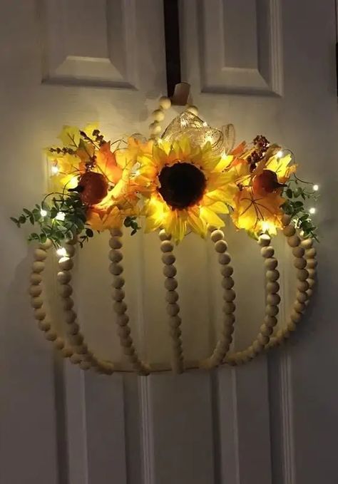 Diy Dollar Store Wreath, Dollar Store Wreath, Pumpkin Wreath Diy, Sunflower Theme, Fall Pumpkin Crafts, Dollar Tree Pumpkins, Fall Decor Diy Crafts, Fall Decor Dollar Tree, Diy Dollar Tree Decor