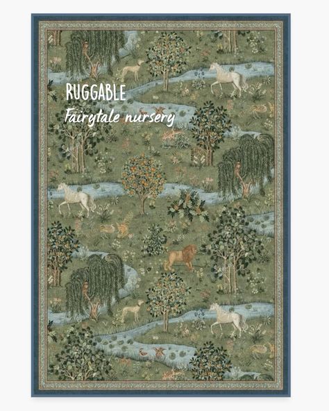 Fairytale nursery theme boy or girl soft rug. Rugs Runners, Ruggable Rug, Willow Green, Strawberry Thief, Orange Coral, Landscape Features, Bohemian Area Rugs, Unique Rug, Green Landscape