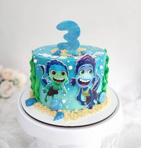 Disney Luca cake | Disney birthday cakes, Baby boy 1st birthday party, Disney cakes Luca Birthday Cake Ideas, Luca Themed Cake, Luca Cake Disney, Luca Themed Party, Luca Cake Ideas, Disney Luca Birthday Party Ideas, Tbbc Birthday, Luca Birthday Cake, Luca Birthday Party Ideas