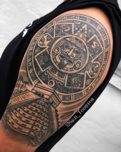 Aztec Calendar Tattoo, Calendar Tattoo, Maya Tattoo, Aztec Warrior Tattoo, Aztec Tattoos Sleeve, Aztec Drawing, Mayan Tattoos, Aztec Symbols, Aztec Tattoos