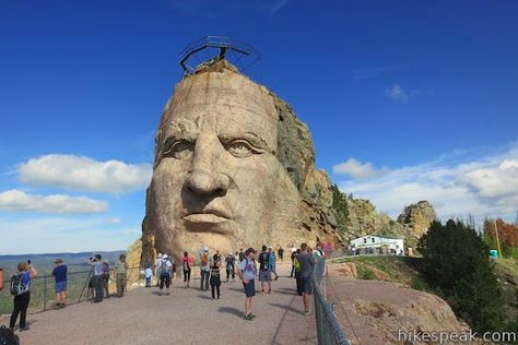 Crazy Horse Volksmarch: trail description, photos, GPS map, and directions for a rare hike up to the face of Crazy Horse Memorial in Black Hills, South Dakota Crazy Horse Monument, Crazy Horse Memorial, Black Hills South Dakota, Horse Memorial, Gps Map, Black Hills, Crazy Horse, South Dakota, Mount Rushmore