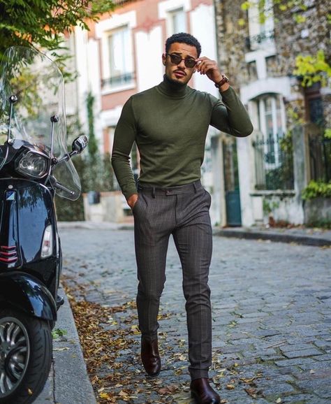 Mens Turtleneck Outfits, Men Date Night Outfit, Outfits Turtleneck, Turtleneck Outfit Men, Black Turtleneck Outfit, Women Template, Turtleneck Outfits, Men Turtleneck, Brown Turtleneck