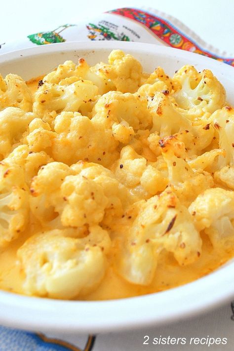 Baked Cheesy Cauliflower Casserole by 2sistersrecipes.com Creamy Cheesy Cauliflower Bake, Cauliflower And Cheese Casserole, Cauliflower Mac Cheese Recipes, Cheesy Cauliflower Casserole 12 Tomatoes, Califlower Casseroles With Cream Cheese, Velveeta Cauliflower, How To Clean Cauliflower, Califlower Casseroles Healthy, Cauliflower Stir Fry Recipes