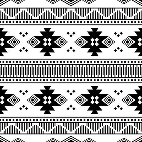 Seamless ethnic pattern in Native American style. Geometric pattern with Aztec and Navajo tribal design for print fabric and fashion. Black and white colors. Native Print Pattern, Musical Quotes, Infographic Design Process, Navajo Pattern, Native Print, Fashion Black And White, Border Designs, Native American Style, Nature Tattoos