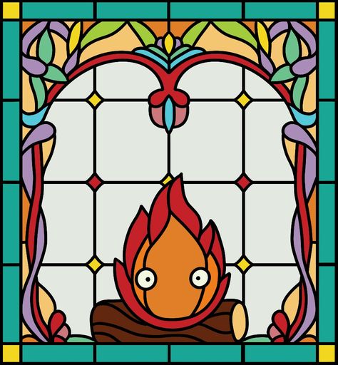 Stain Glass Window Art, Glass Painting Patterns, Glass Window Art, Astuces Diy, Window Color, Studio Ghibli Art, Stained Glass Diy, Stained Glass Crafts, Ghibli Art