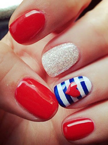 Patriotic Nails, 4th Of July Nails, July Nails, Nails Red, Super Nails, Cute Nail Art, Nail Charms, Fall Nail Designs, Nail Polishes