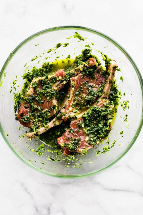 Lamb Chops With Mint Sauce, Lamb Chop Recipes With Mint, Chimichurri Lamb Chops, Mint Lamb Chop Recipes, Lamb Chops With Mint Jelly, Lamb Chimichurri Recipe, Lamb Steak Marinade Recipes, Mint Lamb Chops, Lamb Chop Steak Recipes