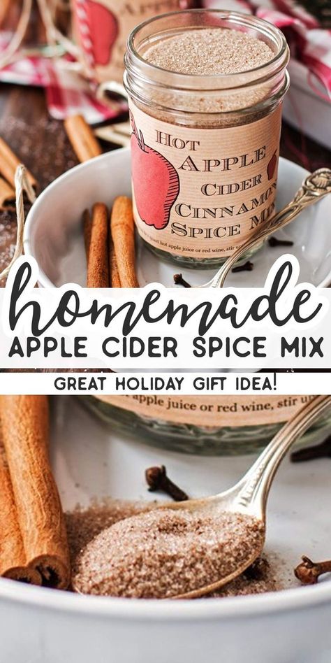 Homemade Hot Apple Cider, Hot Apple Juice, Homemade Dry Mixes, Thanksgiving Hostess, Hot Drinks Recipes, Winter Drink, Homemade Apple Cider, Diy Food Gifts, Spice Mix Recipes