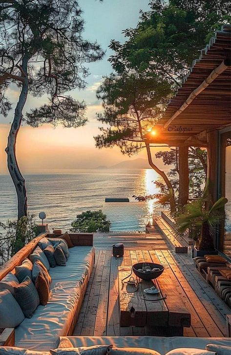 Living Pool, House Balcony, Peaceful Nature, Perfect Sunset, Scenery Pictures, Interiors Dream, Sunset View, Beach Cottage Style, Beach Bungalows