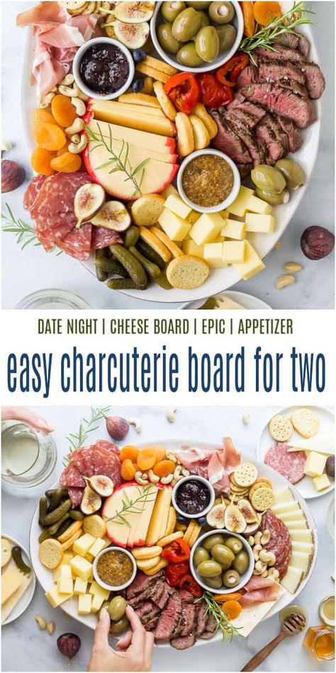 This Easy Charcuterie Board for Two is perfect for date night and comes together in 20 minutes. Learn how to make an epic cheese board and how to pair wines for the best romantic night in. #cheeseboard #ad @texascorn #dinnerfortwo #datenightideas Romantic Platter For Two, Grazing Board For 2, Charcuterie For Four People, Charcuterie Board For 2 Ideas, Appetizers Date Night, Easy Charcuterie Board For Two, Romantic Cheese Board For Two, Charcuterie Board For Two People, Romantic Food Platter