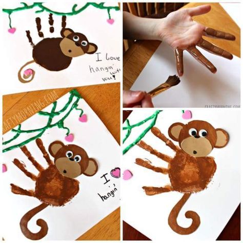 Valentines Day Craft Ideas - The Keeper of the Cheerios Monkey Craft, Monkey Valentine, Zoo Crafts, Monkey Crafts, Homemade Fathers Day Gifts, Footprint Crafts, The Whoot, Craft Ideas For Kids, Valentine Crafts For Kids