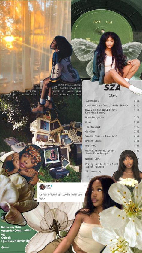 mixed collage of ctrl by sza Sza Collage, Travis Scott 4, Sza Collage Wallpaper, Vs Models Aesthetic, Muse Of Music, Sza Songs, Sza Ctrl, Vs Models, Normal Girl