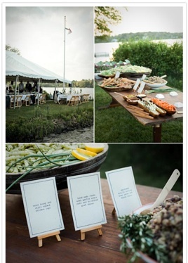 Chive Sustainable Event Design & Catering // Beverly, MA Buffet Signage, Food Set Up, Buffet Decor, Bbq Wedding, Lakeside Wedding, 100 Layer Cake, Food Places, Event Inspiration, Wine And Dine