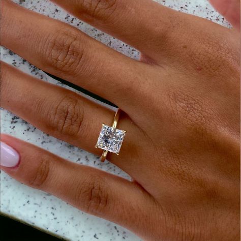 Princess Cut Gold Band, Engagement Rings Princess Cut, Princess Cut Engagement Rings Gold, Engament Rings, Princess Cut Diamond Ring, Diamond Promise Ring, Engagement Rings Princess, Diamond Ring Princess Cut, Princess Cut Gold