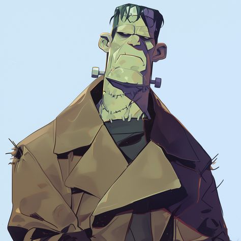 Frankenstein's monster is back, and he's ready to take on Halloween with that classic look! 💀⚡️ His eerie presence reminds us why he's a timeless symbol of the spooky season. Who else loves this iconic character? #Frankenstein #MonsterMash #HalloweenLegend #ClassicHorror #SpookyArt #GothicVibes #Halloween2024 #CreepyCharacters #MonsterAesthetic #DarkFantasy #EerieMood #IllustrationArt #OctoberFright Frankenstein Character Design Concept Art, Frankenstein Redesign, Creature Frankenstein, Adam Frankenstein, Frankenstein Fanart, Halloween Legends, Frankenstein Art, Medieval World, Frankenstein's Monster