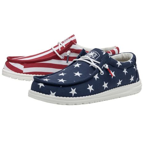 Wendy Patriotic Star Spangled - Women's Casual Shoes | HEYDUDE Shoes Heydude Shoes, Hey Dude Shoes, Affordable Shoes, Hey Dudes, Most Comfortable Shoes, Hey Dude, Mens Fall, Elastic Laces, Top Shoes