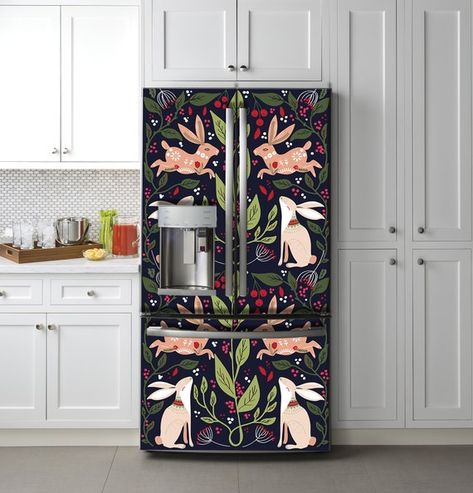 Scandinavian Kitchen Decor, Fridge Wrap, Fridge Decals, Refrigerator Wraps, Retro Scandinavian, Scandinavian Home Decor, Door Mural, Door Fridge, Door Exterior