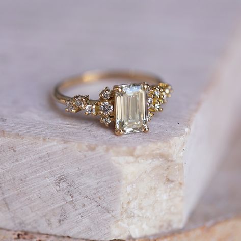 Champagne Diamond Ring, Rings Solitaire, Dream Rings, Pretty Engagement Rings, Cute Engagement Rings, Future Engagement Rings, Tanzanite Jewelry, Emerald Cut Engagement, No Love