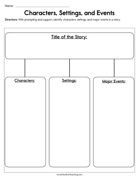 Graphic Organizers - Have Fun Teaching Character Design Worksheet, Story Setting Worksheet, Characters Setting Problem Solution, Character Development Worksheet, Teaching Plot, Teaching Story Elements, Story Elements Worksheet, 6th Grade Writing, Character Worksheets